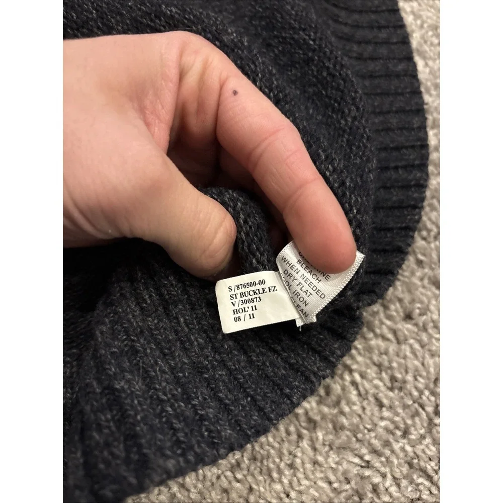 Banana Republic Sweater Buckle Collar 3-Button Pockets Tweed Blue Small Full Zip